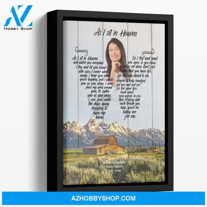 As I Sit In Heaven Lazy Bear Lodge, Personalized Photo Memorial Canvas, Canvas Wall Art Gift For Family Gift for Remembrance