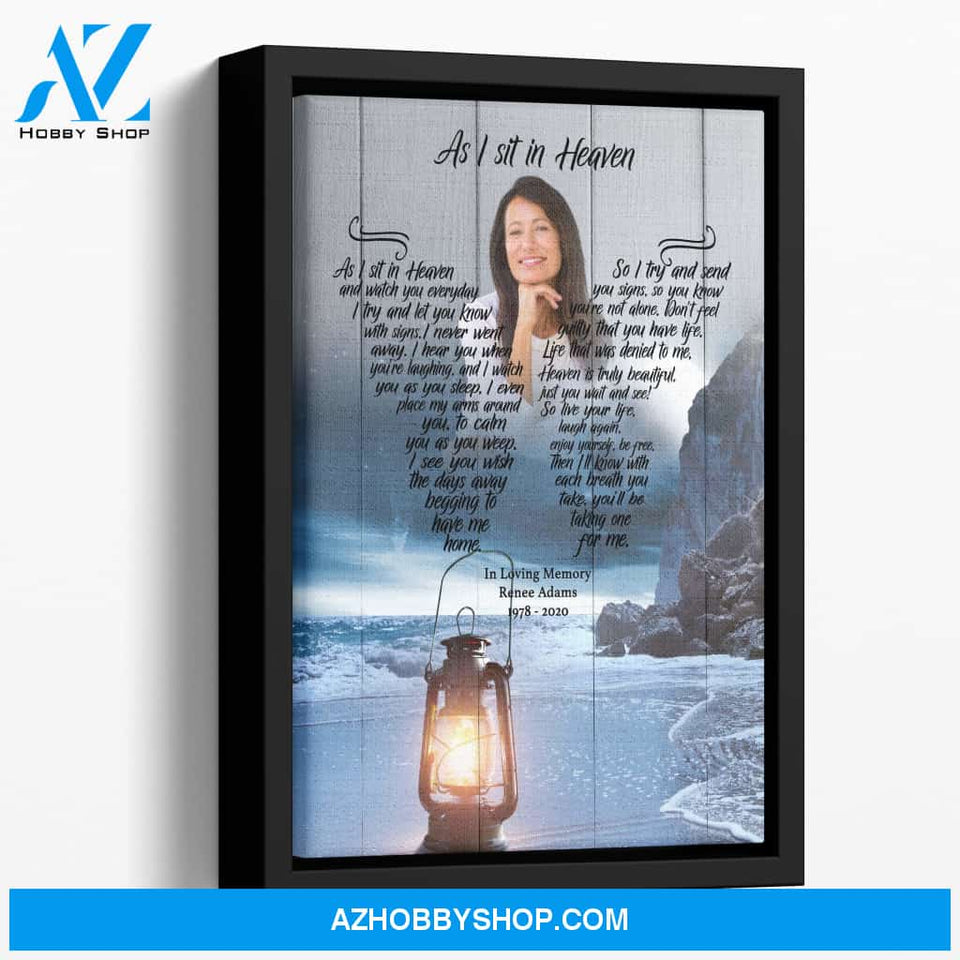 As I Sit In Heaven Moonlight Heaven Background, Personalized Photo Memorial Canvas, Canvas Wall Art Gift For Family