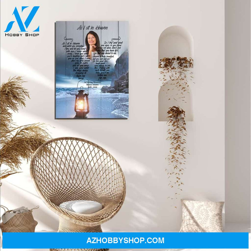 As I Sit In Heaven Moonlight Heaven Background, Personalized Photo Memorial Canvas, Canvas Wall Art Gift For Family