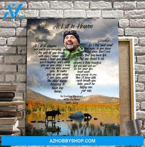 As I Sit In Heaven Moose Tracks Background, Canvas, Canvas Wall Art Gif For Family Gift