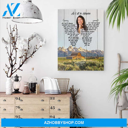 As I Sit In Heaven, Mountain Gem Background, Personalized Photo Memorial Canvas, Canvas Wall Art Gift For Family Gift for Remembrance