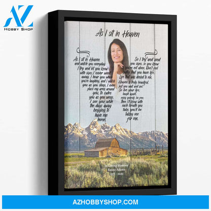 As I Sit In Heaven, Mountain Gem Background, Personalized Photo Memorial Canvas, Canvas Wall Art Gift For Family Gift for Remembrance
