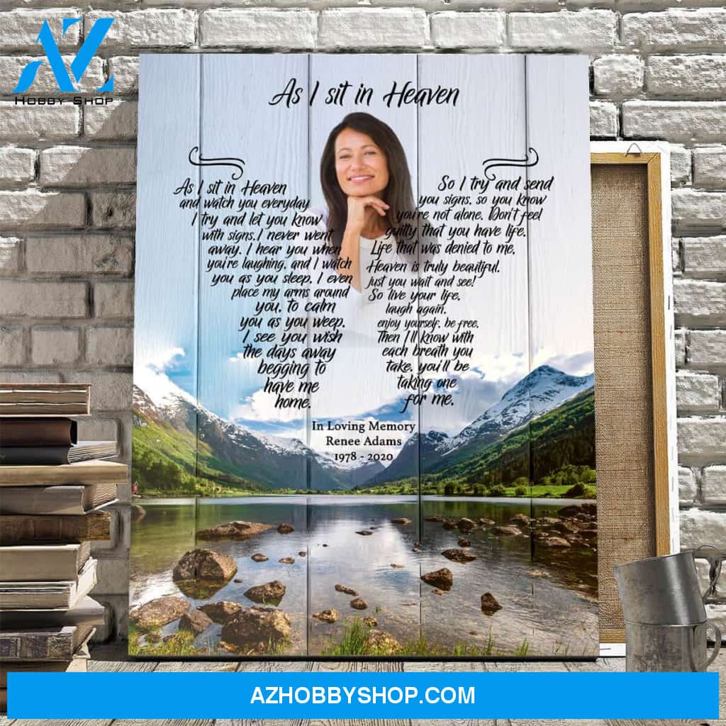 As I Sit In Heaven, Mountain Gem Background, Canvas, Canvas Wall Art Gift For Family Gift for Remembrance