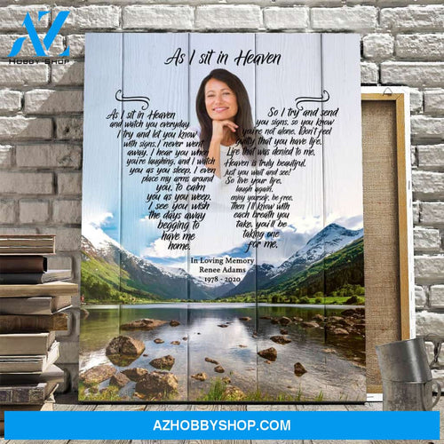 As I Sit In Heaven, Mountain Gem Background, Canvas, Canvas Wall Art Gift For Family Gift for Remembrance