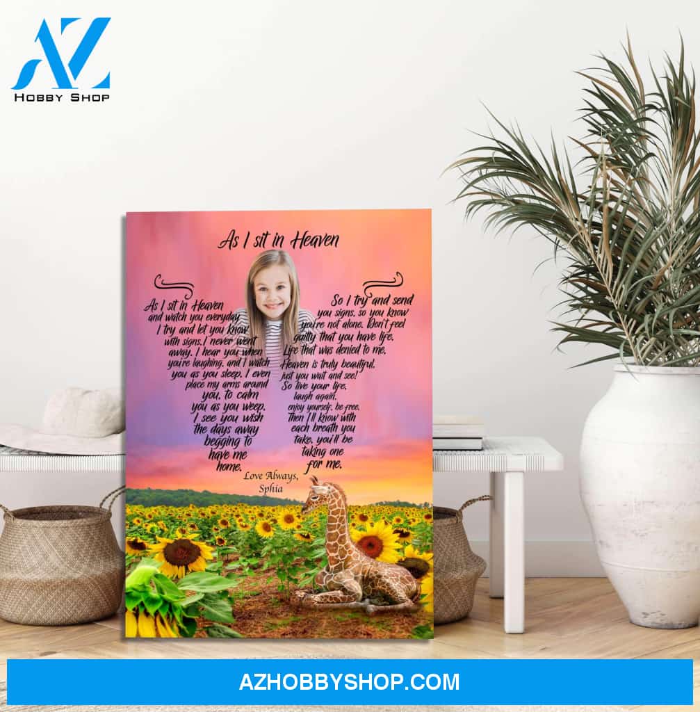 As I Sit In Heaven Outside Of Eden, Personalized Photo Memorial Canvas, Canvas Wall Art Gif For Family Gift