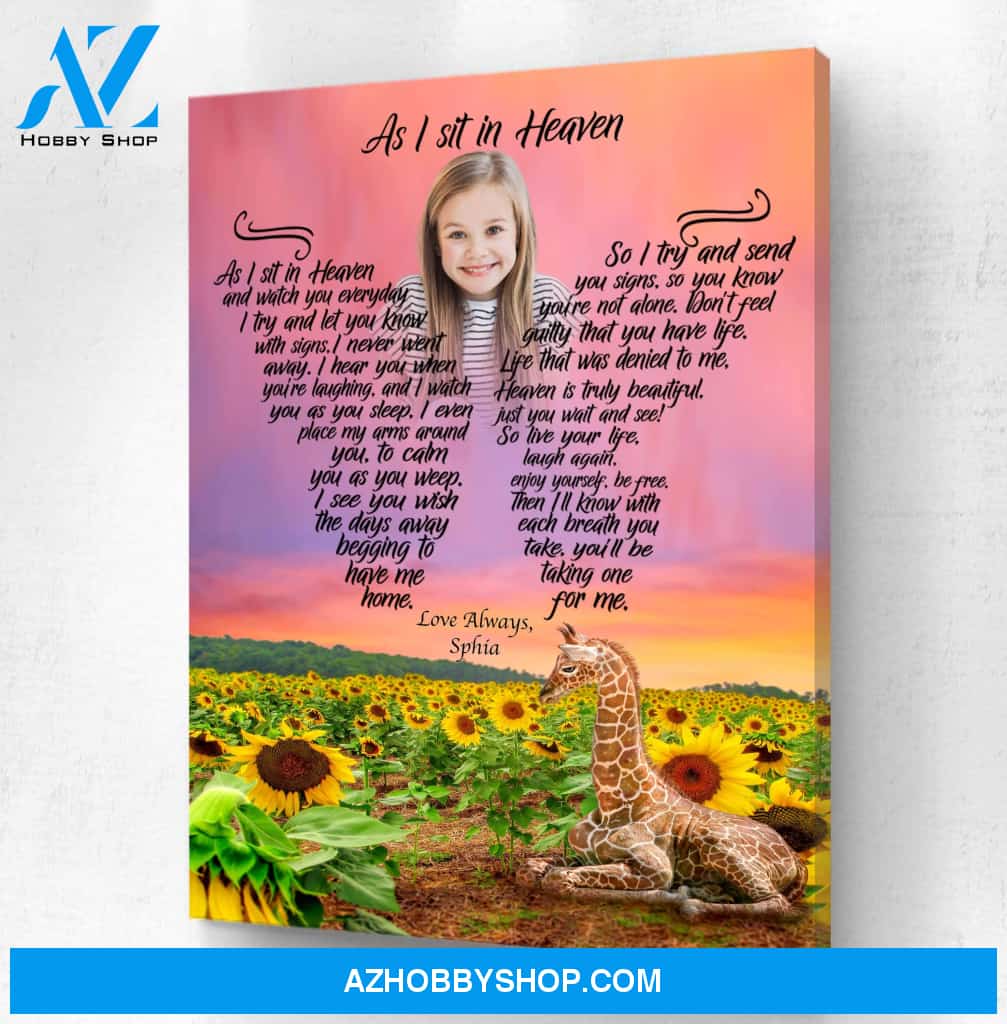 As I Sit In Heaven Outside Of Eden, Personalized Photo Memorial Canvas, Canvas Wall Art Gif For Family Gift