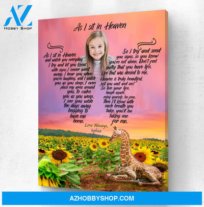 As I Sit In Heaven Outside Of Eden, Personalized Photo Memorial Canvas, Canvas Wall Art Gif For Family Gift