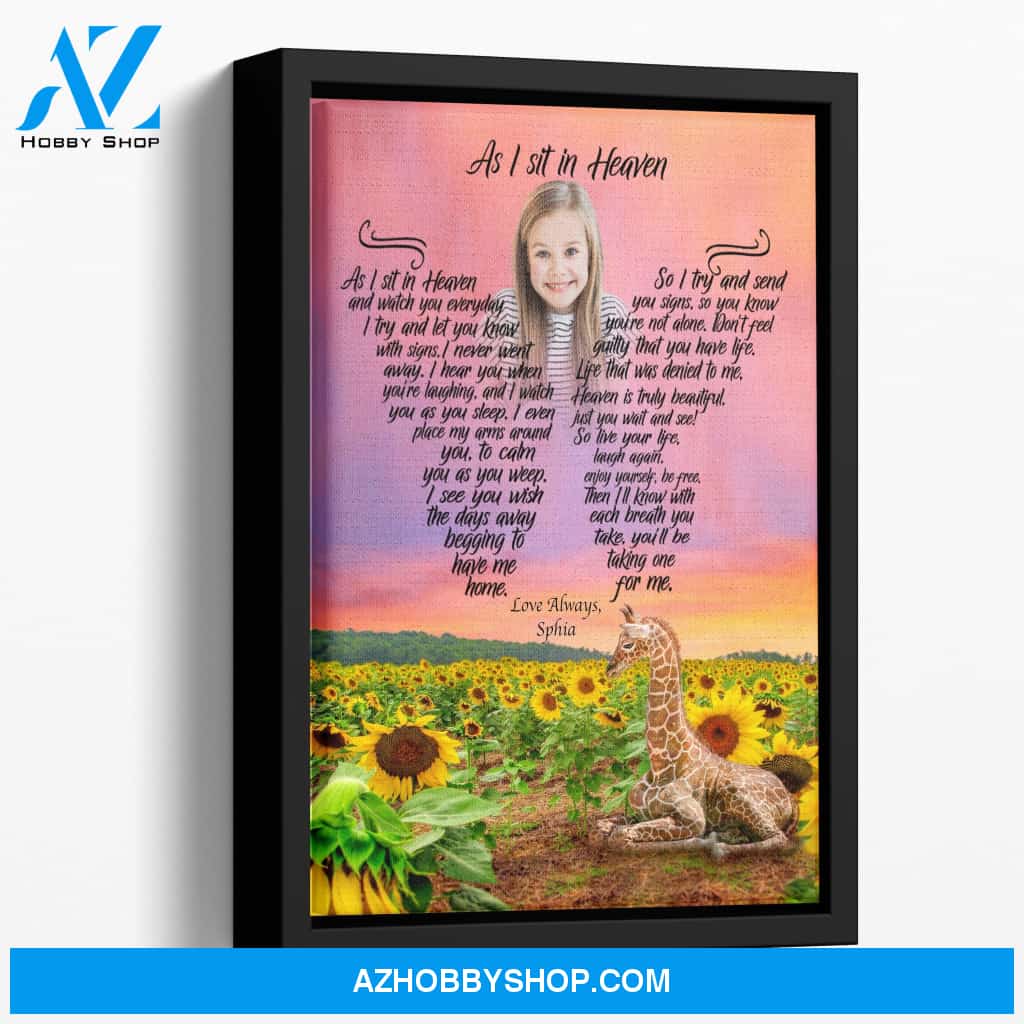 As I Sit In Heaven Outside Of Eden, Personalized Photo Memorial Canvas, Canvas Wall Art Gif For Family Gift