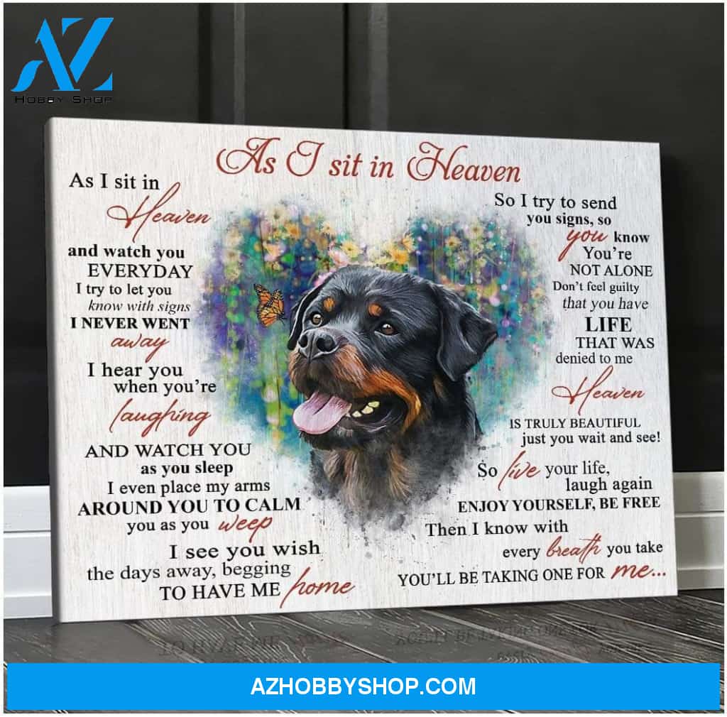 As I Sit In Heaven Rottweiler Wall Art Canvas, Wall Decor Visual Art