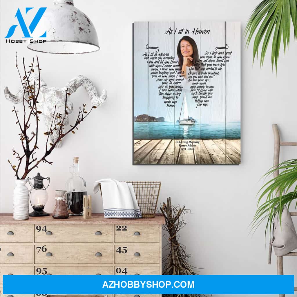 As I Sit In Heaven Sailors Dream, Personalized Photo Memorial Canvas, Canvas Wall Art Gift For Family Gift for Remembrance