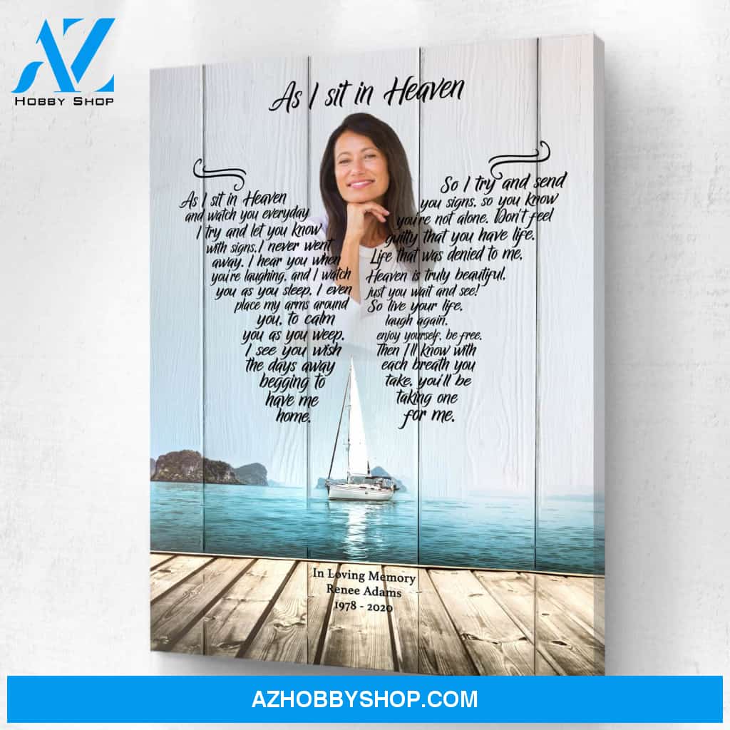 As I Sit In Heaven Sailors Dream, Personalized Photo Memorial Canvas, Canvas Wall Art Gift For Family Gift for Remembrance