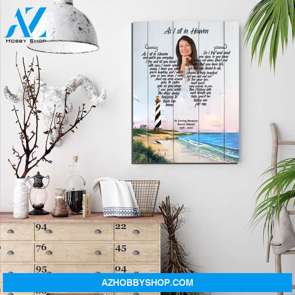As I Sit In Heaven Salt Water Retreat Background, Personalized Photo Memorial Canvas, Canvas Wall Art Gift For Family