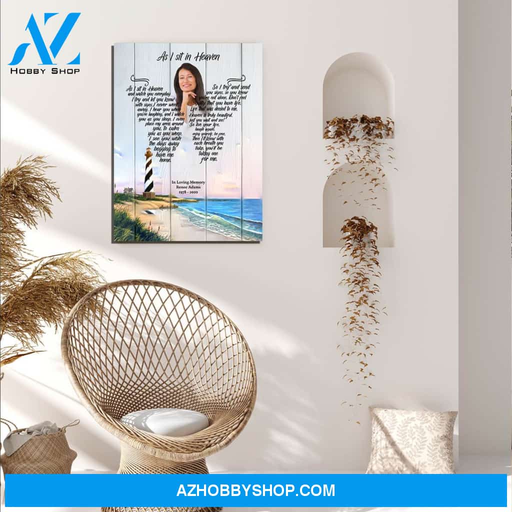 As I Sit In Heaven Salt Water Retreat Background, Personalized Photo Memorial Canvas, Canvas Wall Art Gift For Family