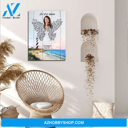 As I Sit In Heaven Salt Water Retreat Background, Personalized Photo Memorial Canvas, Canvas Wall Art Gift For Family