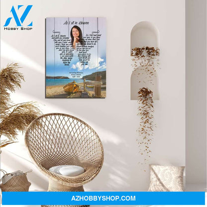 As I Sit In Heaven Sea Breeze Bay, Personalized Photo Memorial Canvas, Canvas Wall Art Gift For Family Gift for Remembrance