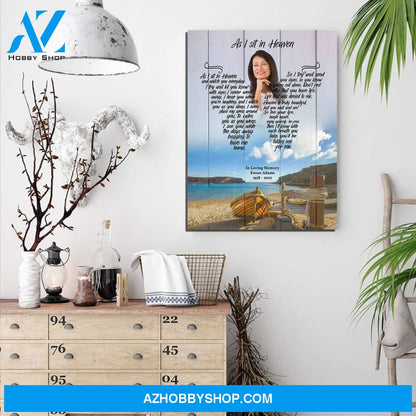 As I Sit In Heaven Sea Breeze Bay, Personalized Photo Memorial Canvas, Canvas Wall Art Gift For Family Gift for Remembrance