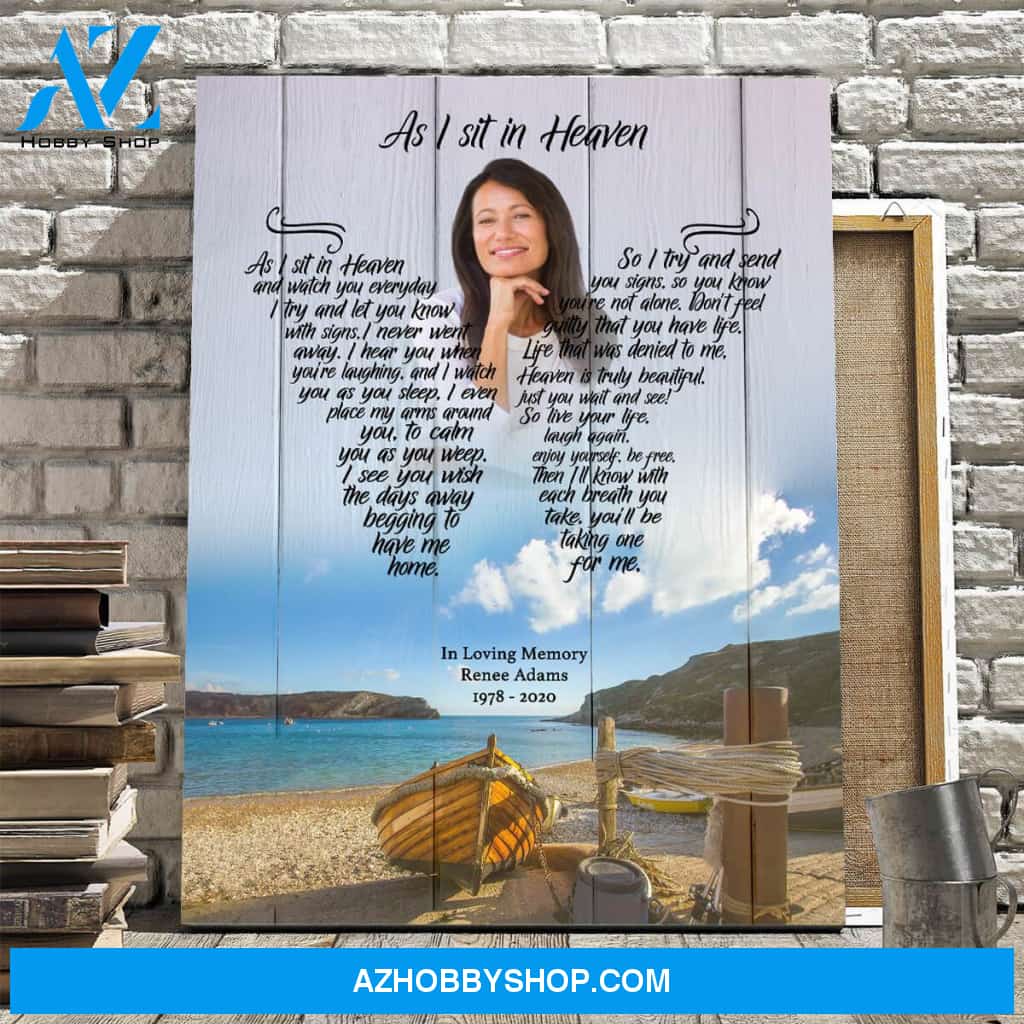As I Sit In Heaven Sea Breeze Bay, Canvas, Canvas Wall Art Gift For Family Gift for Remembrance