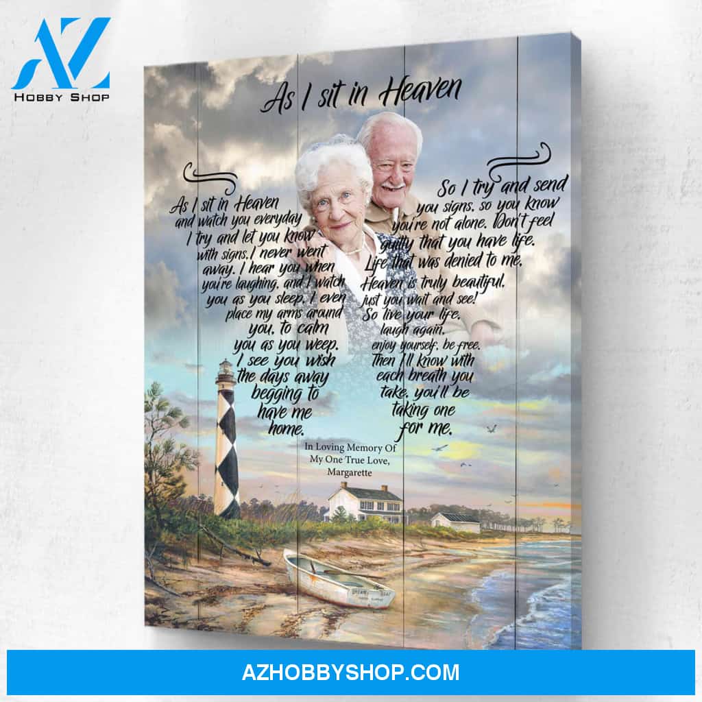 As I Sit In Heaven - Shorely Blessed, Personalized Photo Memorial Canvas, Canvas Wall Art Gift For Family Gift for Remembrance