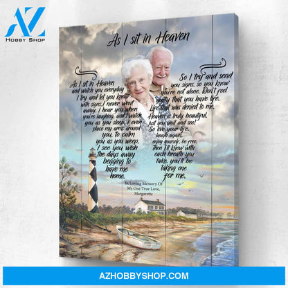 As I Sit In Heaven - Shorely Blessed, Personalized Photo Memorial Canvas, Canvas Wall Art Gift For Family Gift for Remembrance