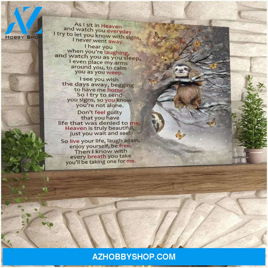 As I Sit In Heaven Sloth Wall Art Canvas, Wall Decor Visual Art