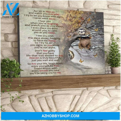 As I Sit In Heaven Sloth Wall Art Canvas, Wall Decor Visual Art