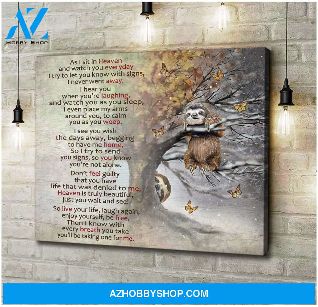 As I Sit In Heaven Sloth Wall Art Canvas, Wall Decor Visual Art
