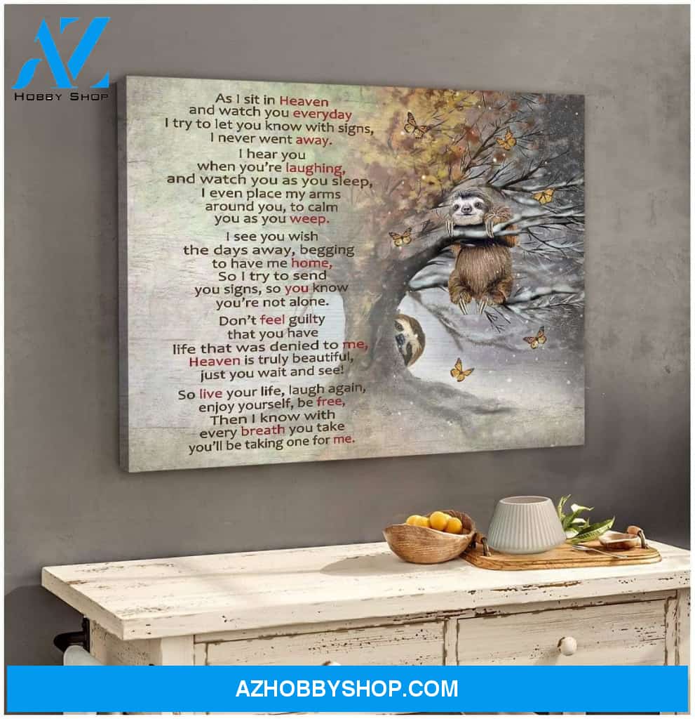 As I Sit In Heaven Sloth Wall Art Canvas, Wall Decor Visual Art