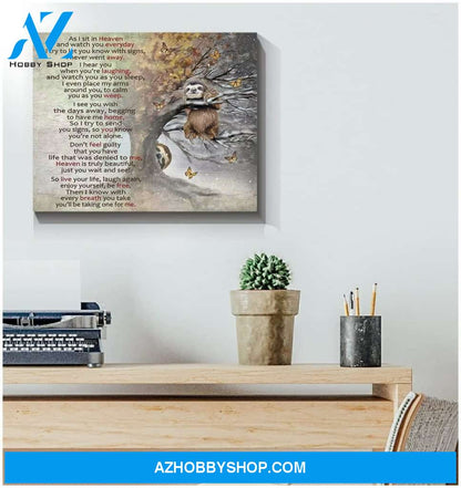 As I Sit In Heaven Sloth Wall Art Canvas, Wall Decor Visual Art