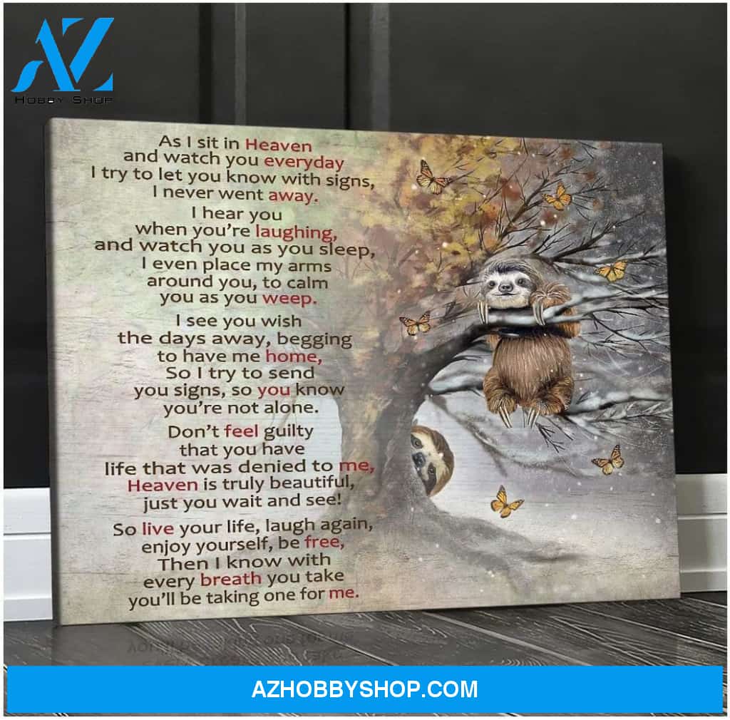 As I Sit In Heaven Sloth Wall Art Canvas, Wall Decor Visual Art