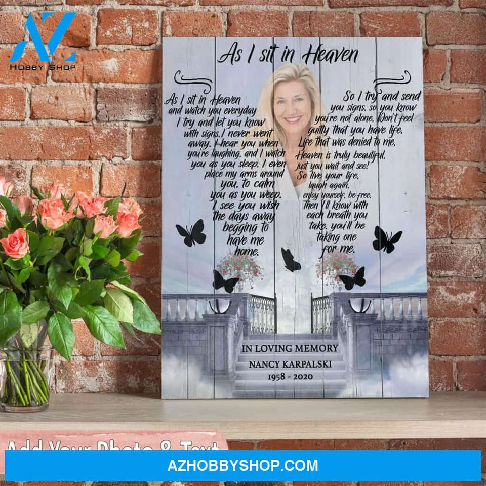 As I Sit In Heaven Stairway To Heaven Background, Canvas, Canvas Wall Art Gift For Family Gift for Remembrance