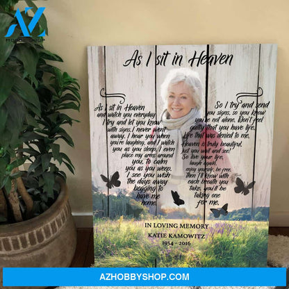 As I Sit In Heaven Wildflower Background , Personalized Photo Memorial Canvas, Canvas Wall Art Gift For Family Gift for Remembrance