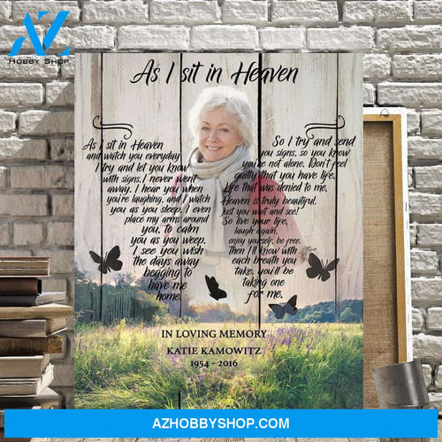 As I Sit In Heaven Wildflower Background , Canvas, Canvas Wall Art Gift For Family Gift for Remembrance