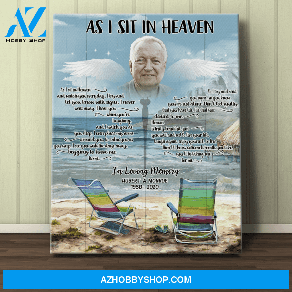 Personalized Canvas, As I Sit In The Heaven Me With Your Photo Canvas Wall Art Pefect Best Friend Gifts