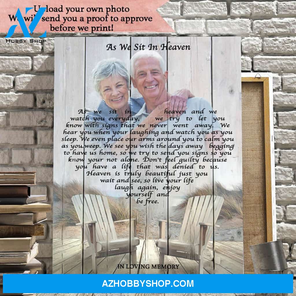 As We Sit In Heaven Background, Personalized Photo Memorial Canvas, Canvas Wall Art Gift For Family Gift for Remembrance