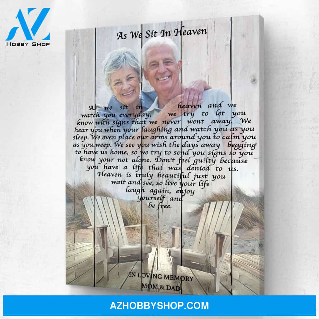 As We Sit In Heaven Background, Personalized Photo Memorial Canvas, Canvas Wall Art Gift For Family Gift for Remembrance