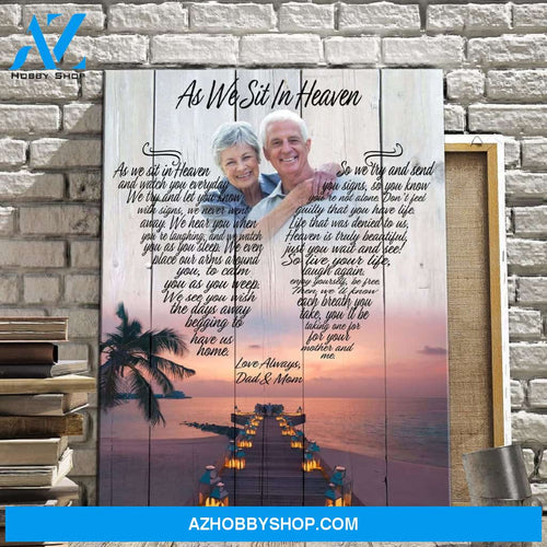 As We Sit In Heaven, Lanterns By The Sea, Personalized Photo Memorial Canvas, Canvas Wall Art Gift For Family Gift for Remembrance