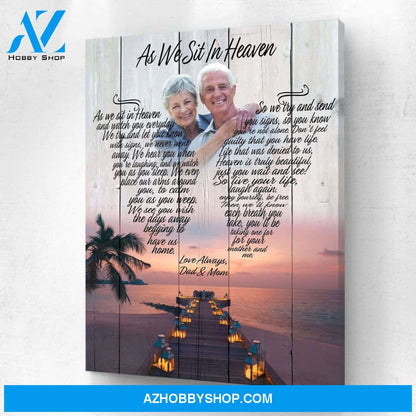 As We Sit In Heaven, Lanterns By The Sea, Personalized Photo Memorial Canvas, Canvas Wall Art Gift For Family Gift for Remembrance