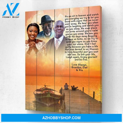 As We Sit in Heaven - Orange Sunsets Personalized Photo Memorial Canvas, Canvas Wall Art Gift for Remembrance