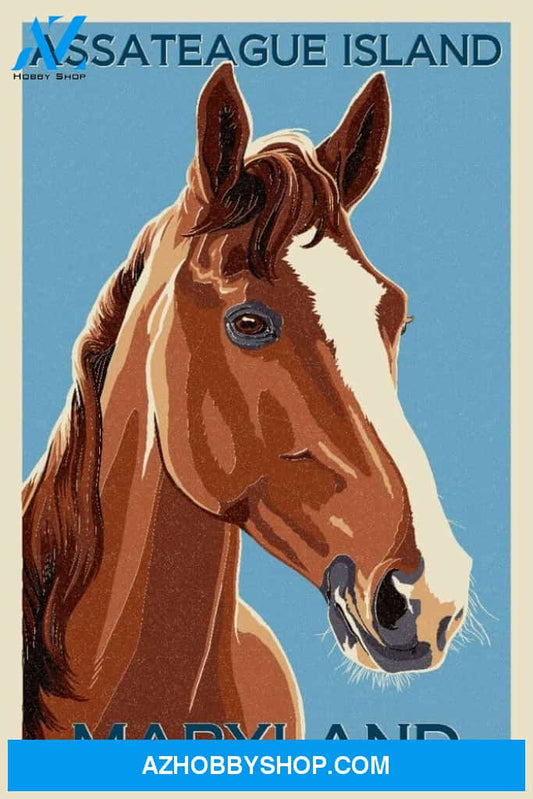 Assateague Island Maryland Horse Letterpress