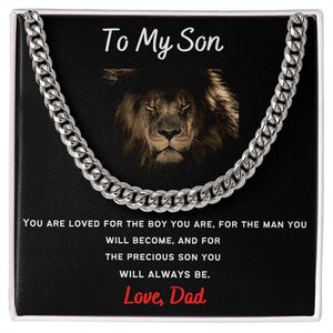 To My Son From Dad Cuban Necklace Gift For Mom, necklace For Wife, Gift For Mother's Day