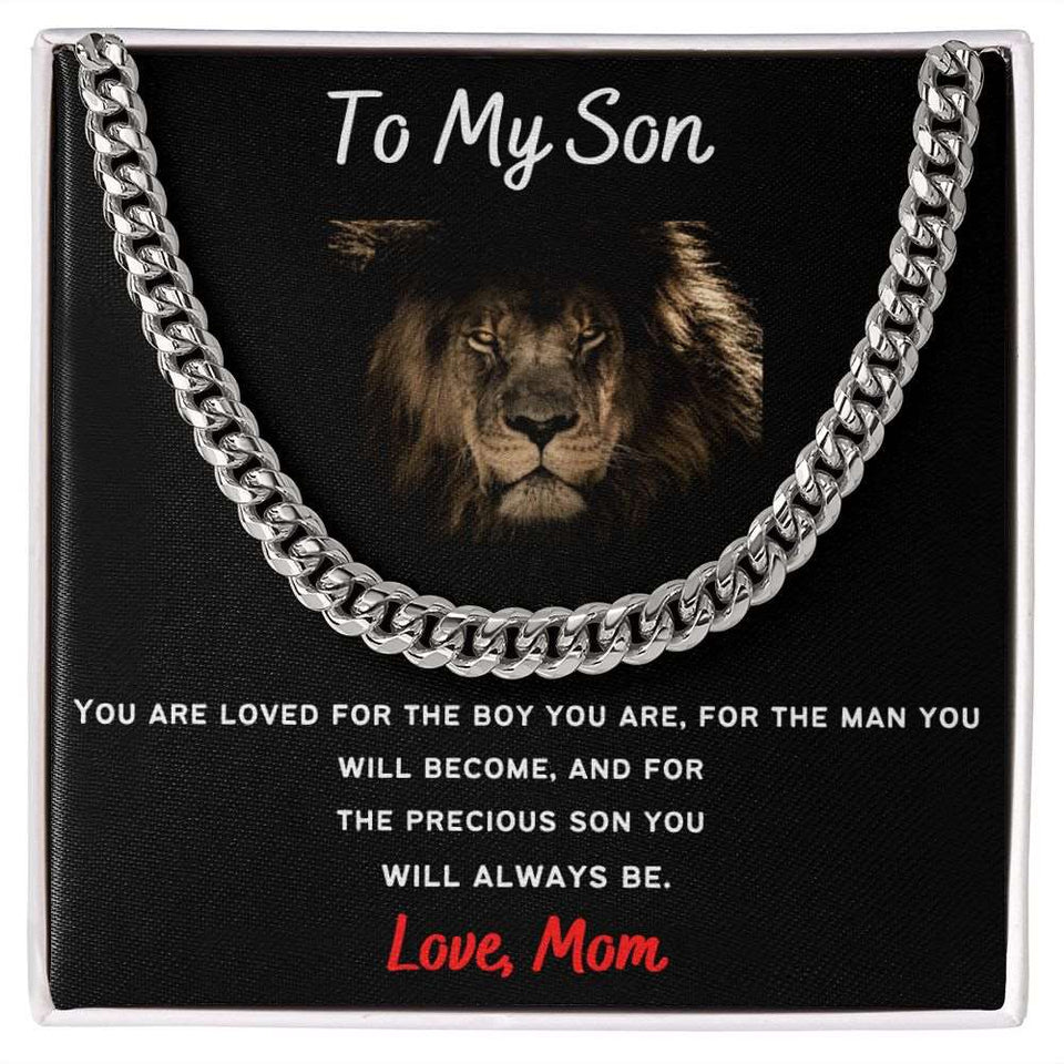 To My Son From Mom - Cuban Necklace Gift For Mom, necklace For Wife, Gift For Mother's Day
