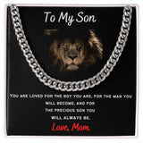 To My Son From Mom - Cuban Necklace Gift For Mom, necklace For Wife, Gift For Mother's Day