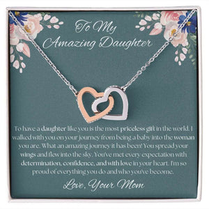 To My Amazing Daughter - From Mom - Interlocking Hearts Necklace Gift For Mom, necklace For Wife, Gift For Mother's Day