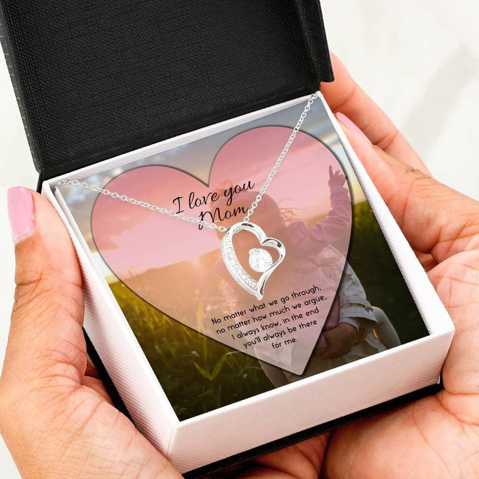 To Mom No Matter What Forever Love Necklace (14K White Gold)