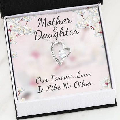 Mother and Daughter Like No Other Forever Love Necklace (14K White Gold Finish)