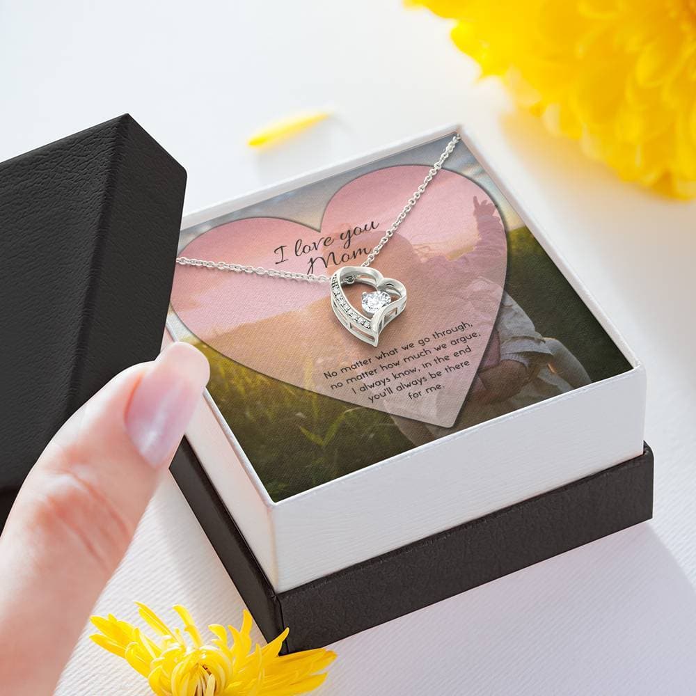 To Mom No Matter What Forever Love Necklace (14K White Gold)