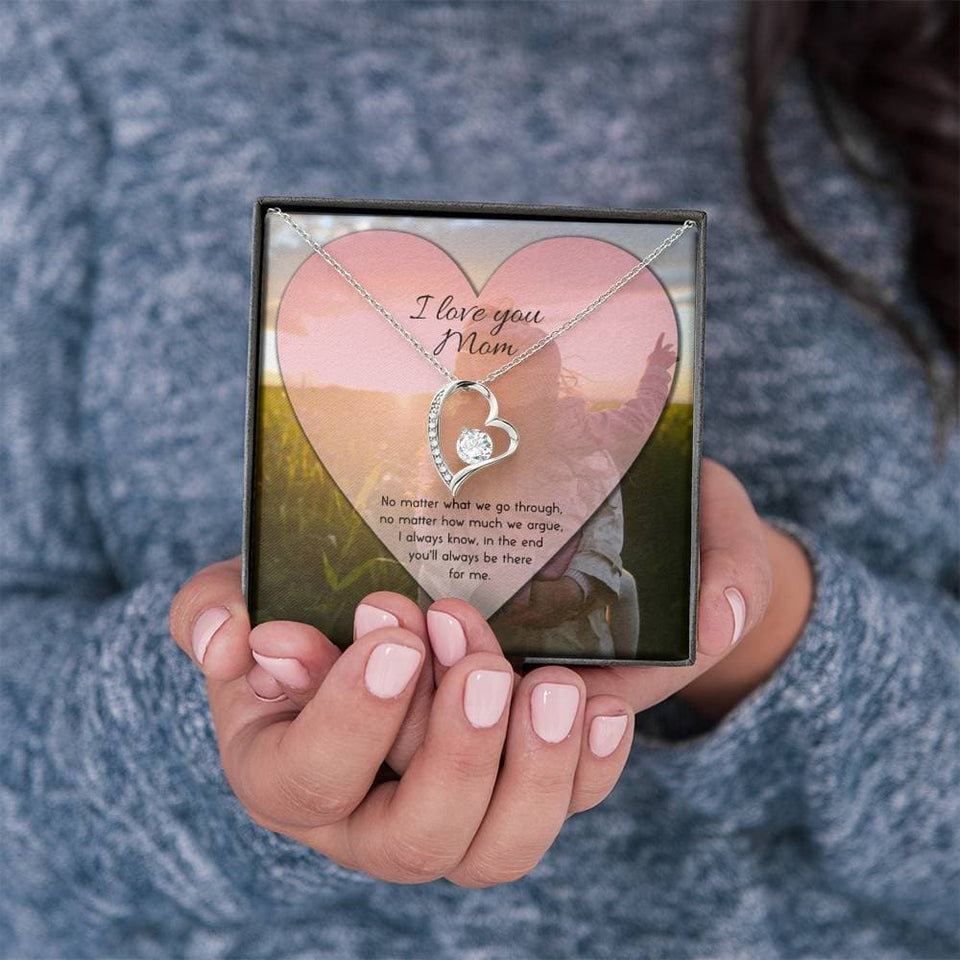 To Mom No Matter What Forever Love Necklace (14K White Gold)