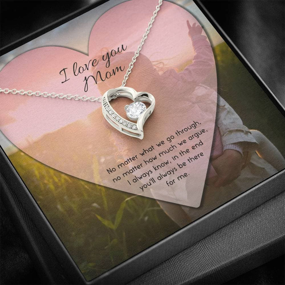 To Mom No Matter What Forever Love Necklace (14K White Gold)
