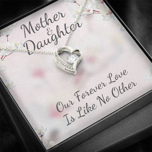 Mother and Daughter Like No Other Forever Love Necklace (14K White Gold Finish)