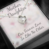 Mother and Daughter Like No Other Forever Love Necklace (14K White Gold Finish)